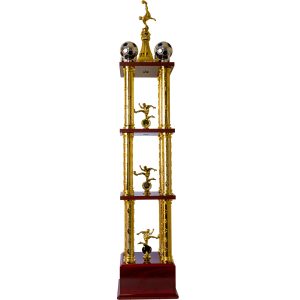 Plastic Trophy Incl Fig, 4-Column, Gold, 110Cm