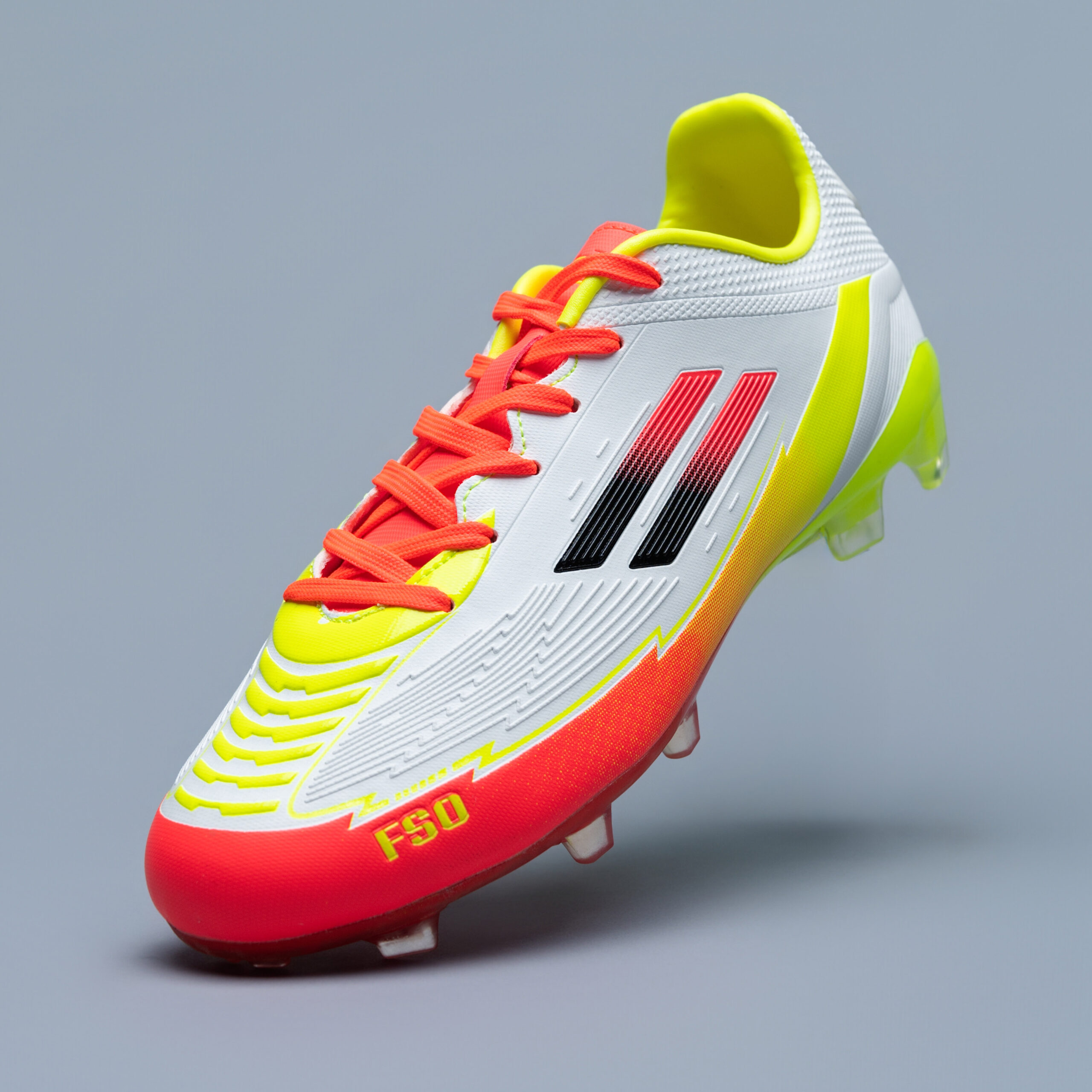 Mens FSO White-Yellow-Orange Soccer Boot - Image 5