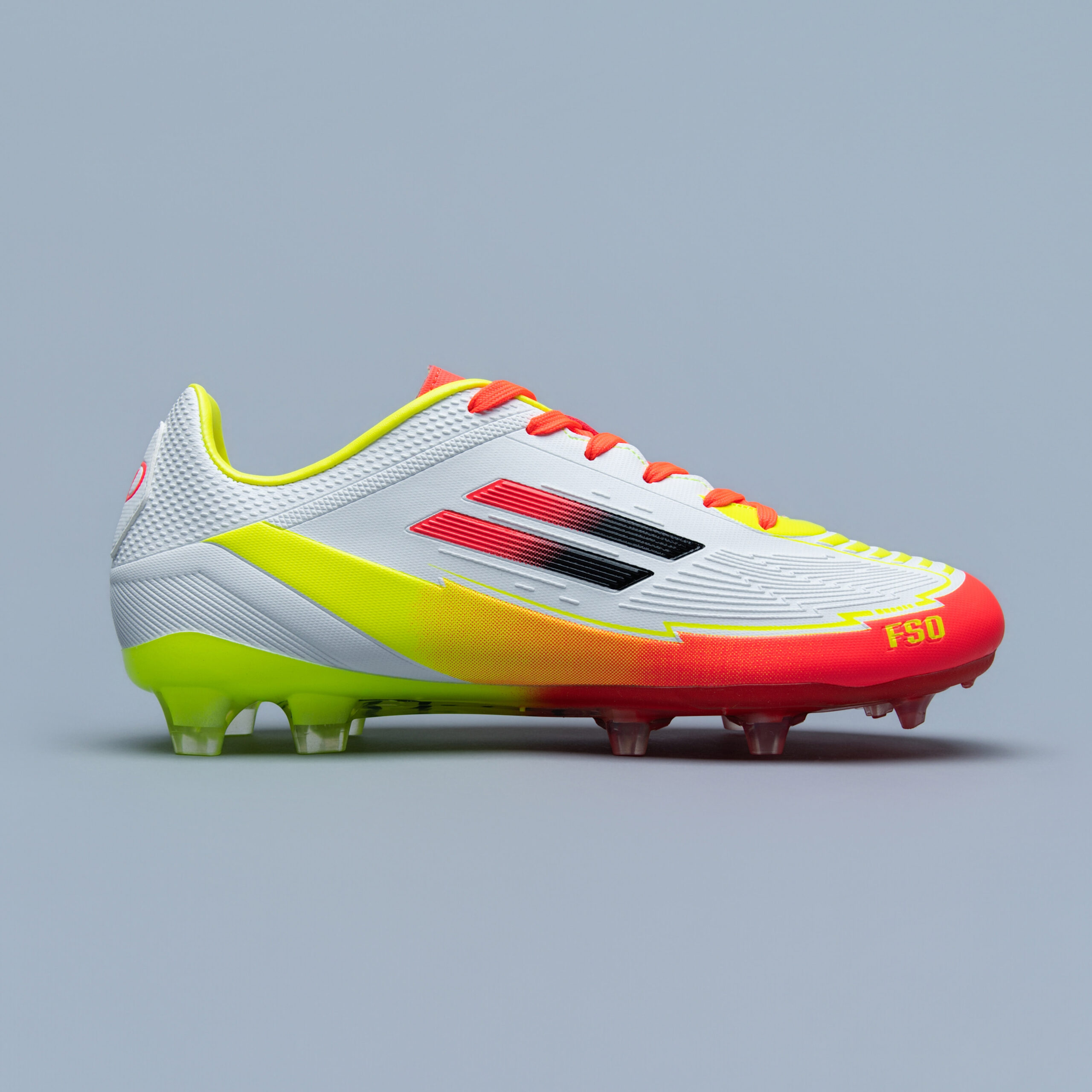 Mens FSO White-Yellow-Orange Soccer Boot - Image 4