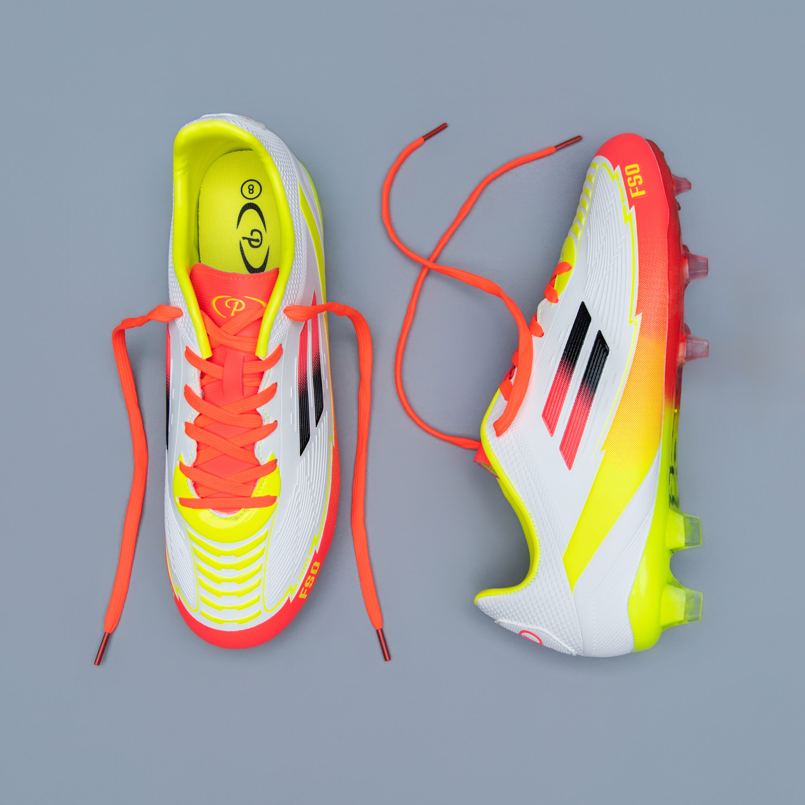 Mens FSO White-Yellow-Orange Soccer Boot - Image 2
